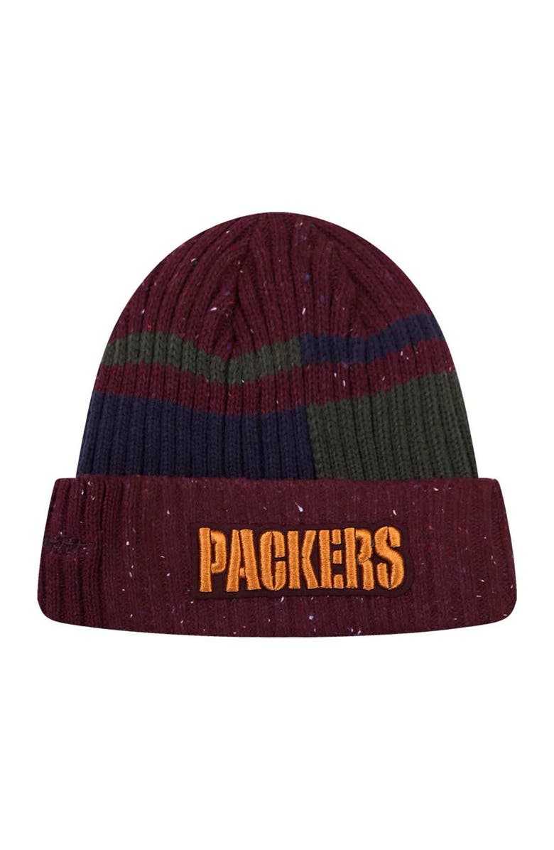 PRO STANDARD Men's Pro Standard Burgundy Green Bay Packers Speckled Cuffed Knit Hat, Alternate, color, 