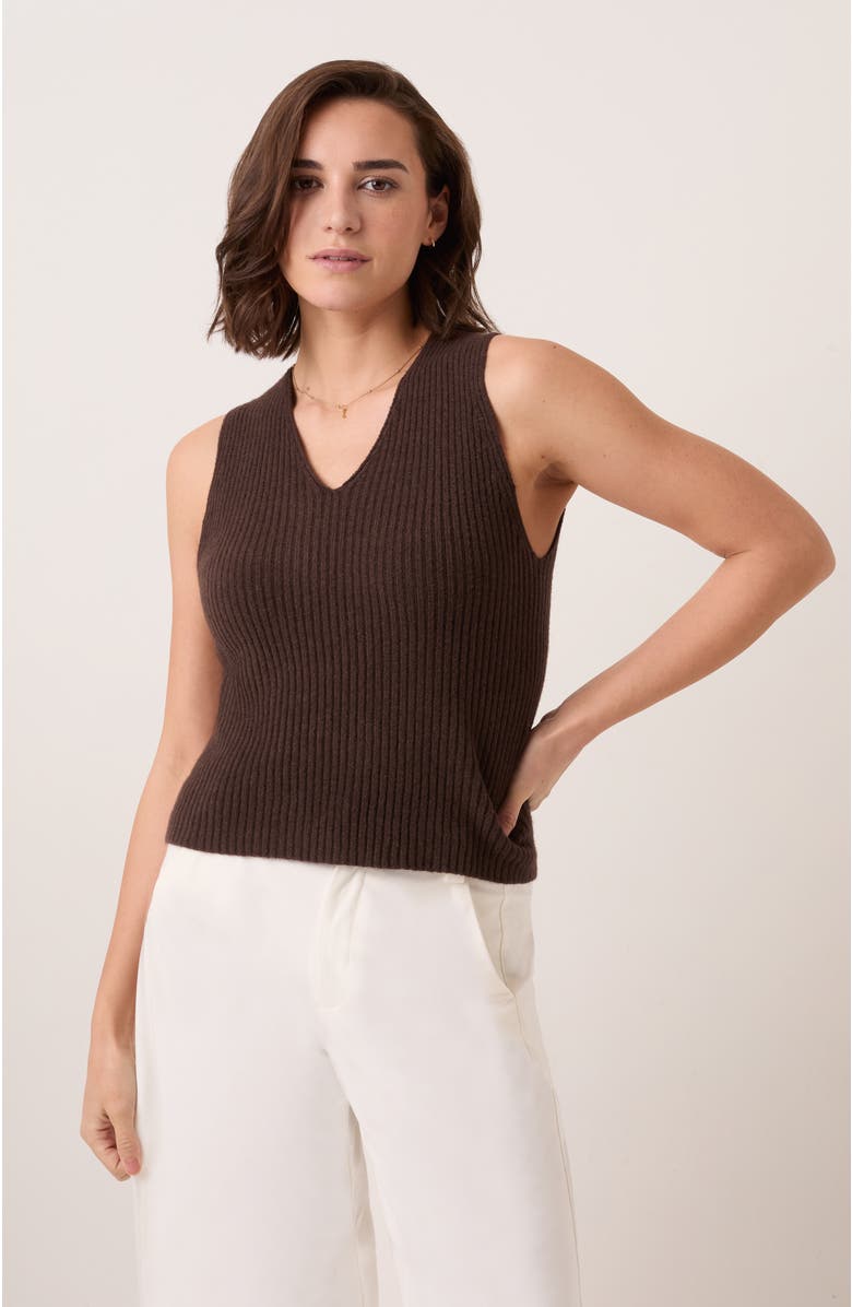 Celtic & Co. Ribbed V-Neck Tank Top, Main, color, Chocolate