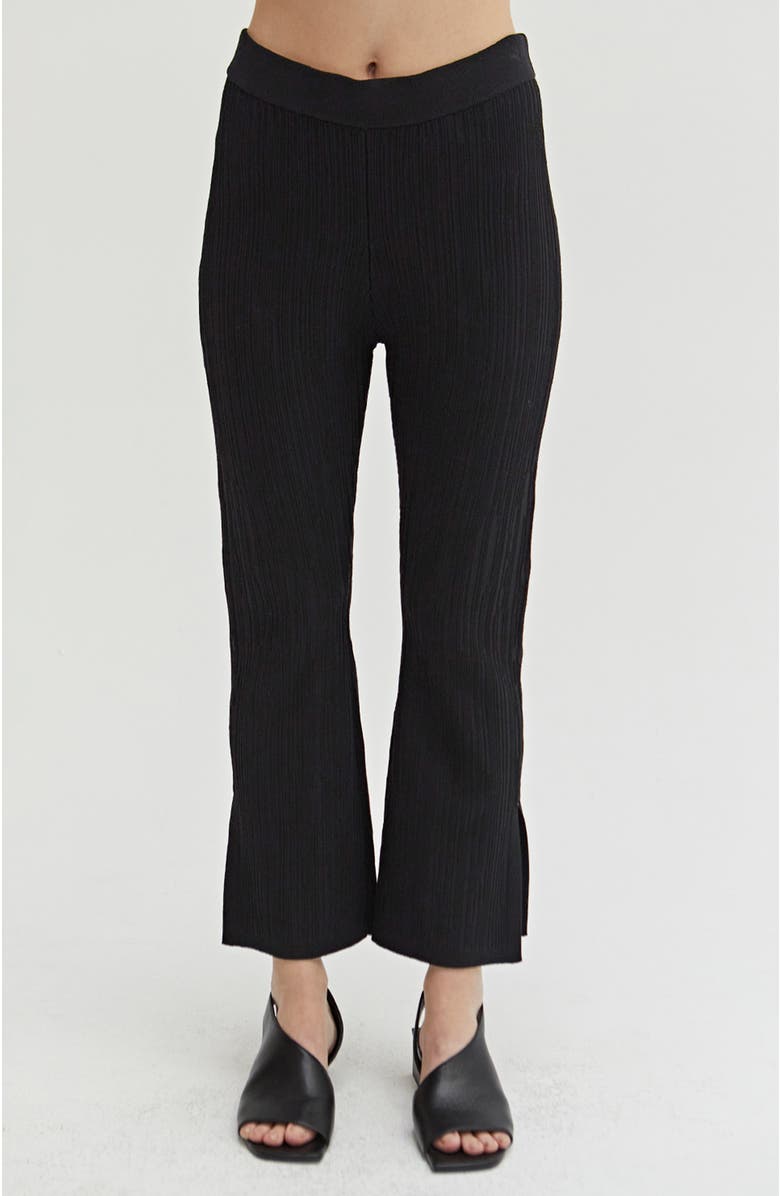 CRESCENT Textured Cropped Knit Pants, Main, color, Black