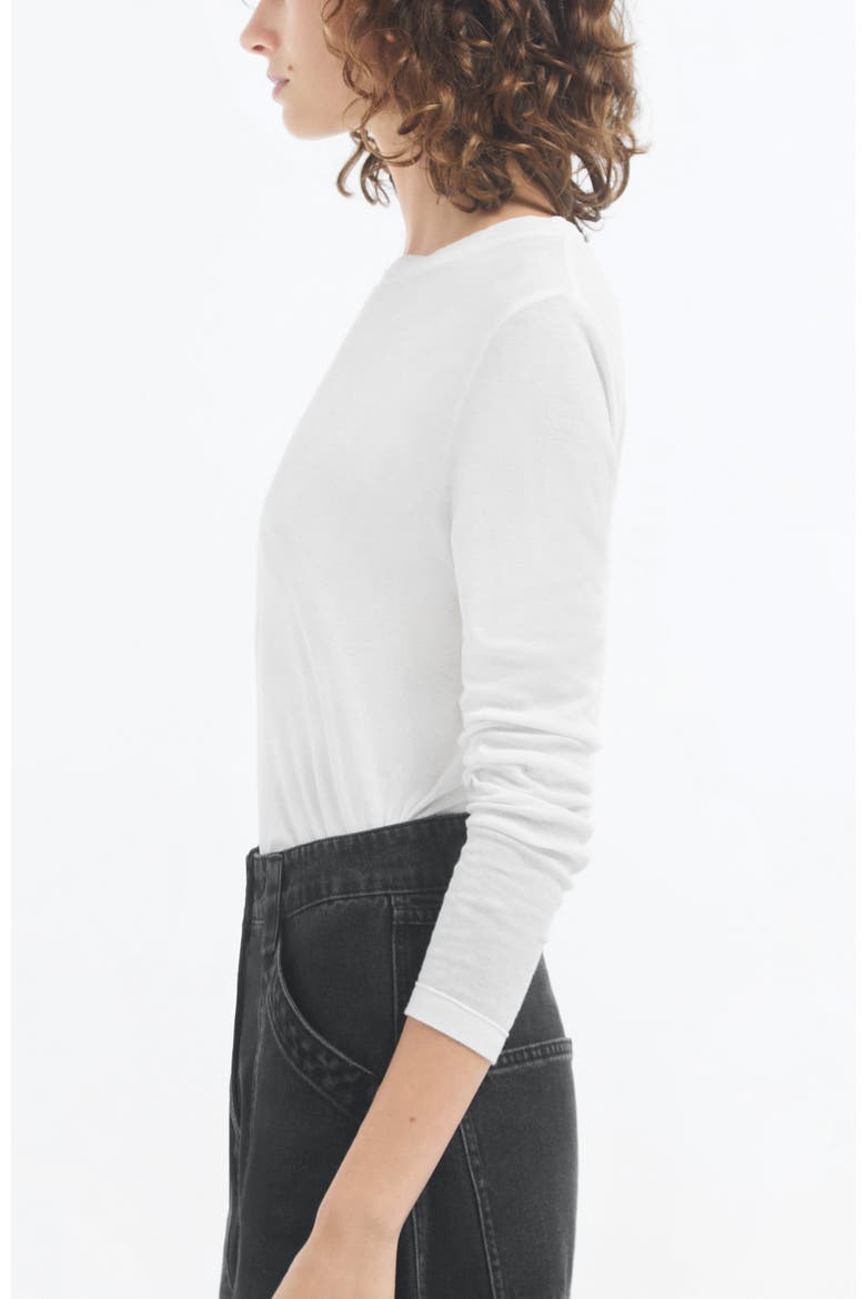 Crewneck Long Sleeve in Cotton Jersey, Alternate, color, Ivory