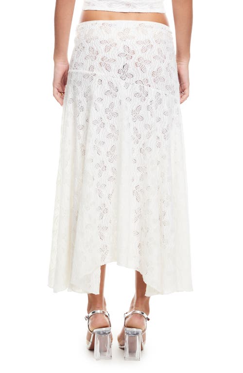 Lioness Tidal Pointelle Asymmetric Midi Skirt In Foam