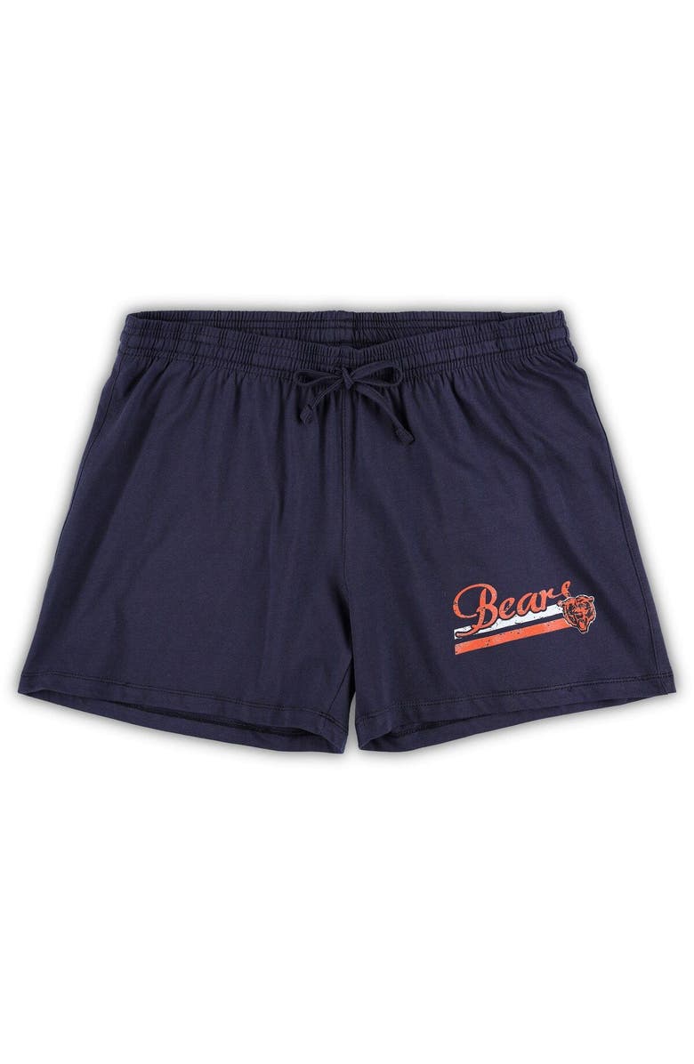 CONCEPTS SPORT Women's Concepts Sport White/Navy Chicago Bears Plus Size Downfield T-Shirt & Shorts Sleep Set, Alternate, color, 