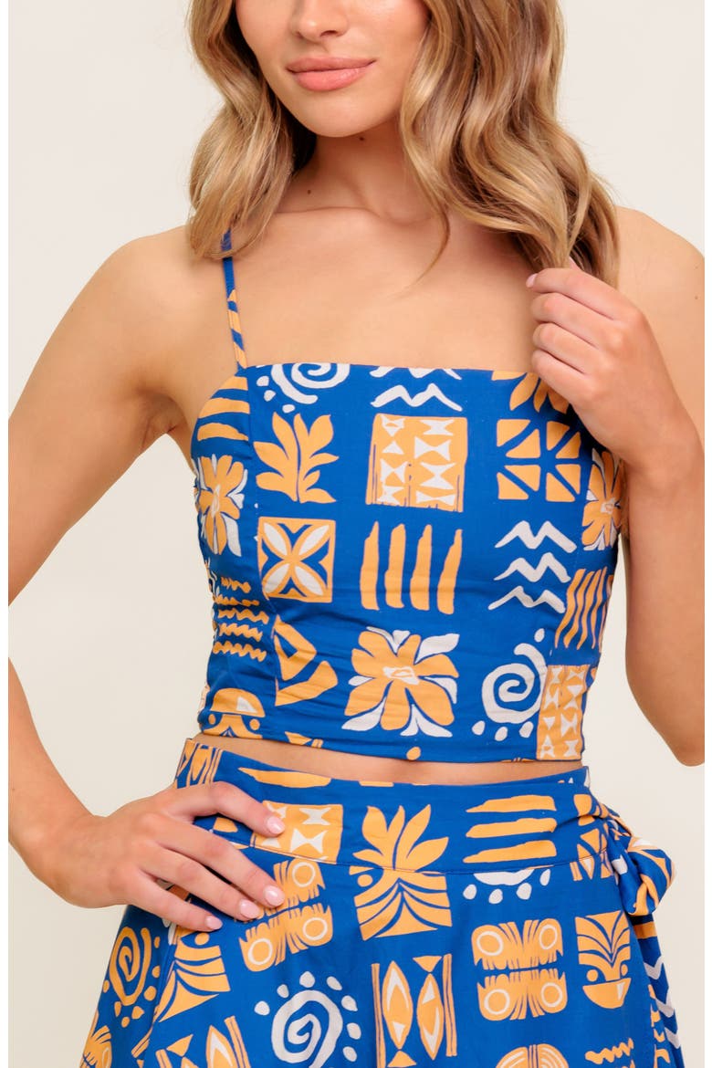 Print Top & Maxi Skirt Set, Alternate, color, NAVY/ CORAL