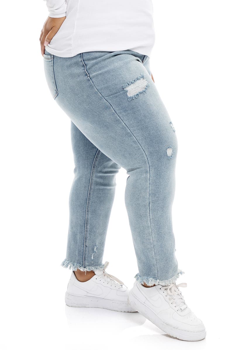 1822 Denim Distressed Fray Hem Slim Girlfriend Jeans, Alternate, color,