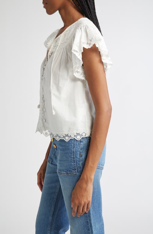 Ulla Johnson Effie Flutter Sleeve Cotton Top In White