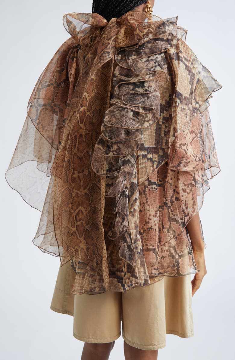 Zimmermann Memento Snakeskin Print Layered Chiffon Top, Alternate, color, Spliced Snake