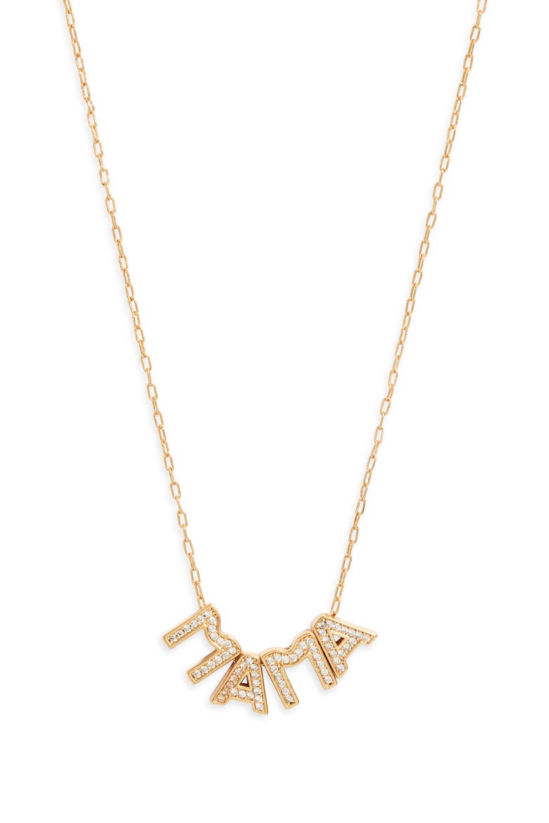Mama Initial Pendant Necklace, Alternate, color, CLEAR- GOLD