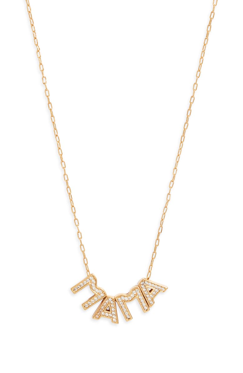 Nordstrom Mama Initial Pendant Necklace, Alternate, color, Clear- Gold