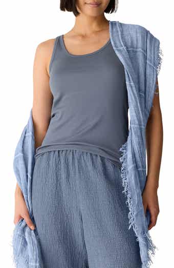 Eileen Fisher Slim Fit Scoop Neck Stretch Cotton Tank