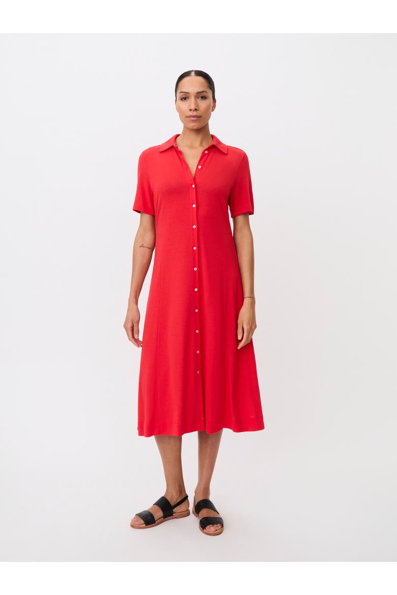 MaNirithis Button-Front Shirt Midi Dress, Main, color, Poinsettia