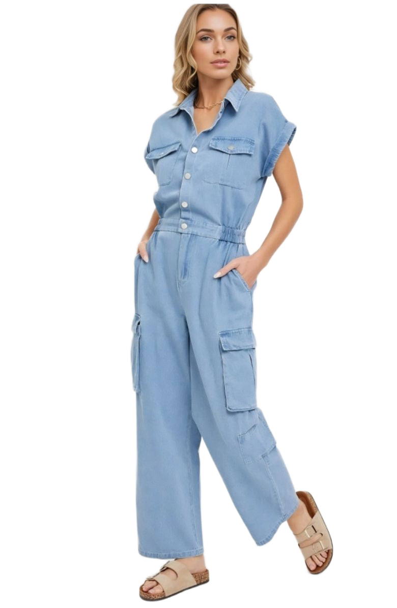 Knit and Lounge Utility Pocket Button-Down Jumpsuit, Alternate, color, 