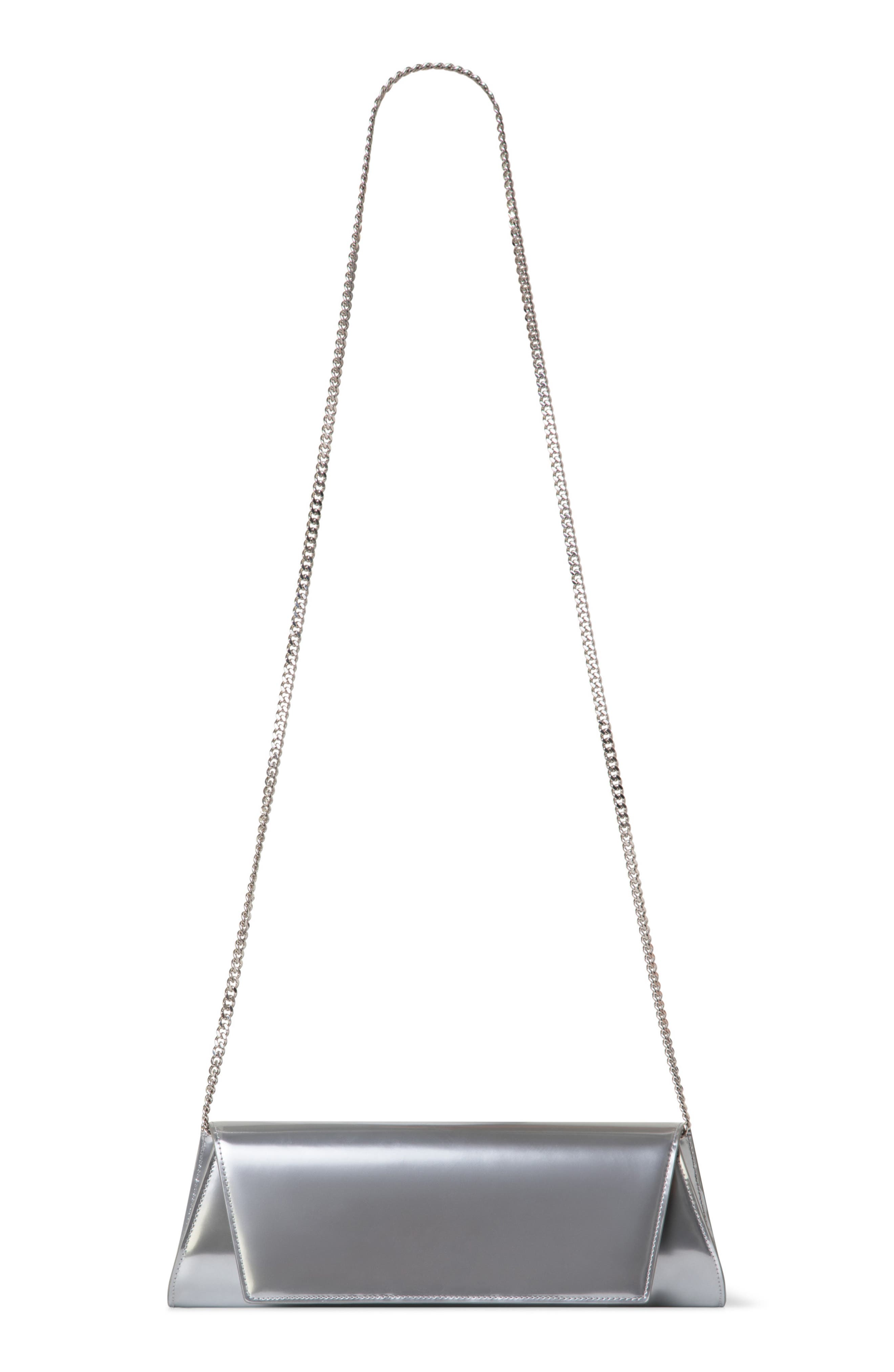 Akris Anouk Metallic Leather East/West Clutch, Main, color, Silver Metallic