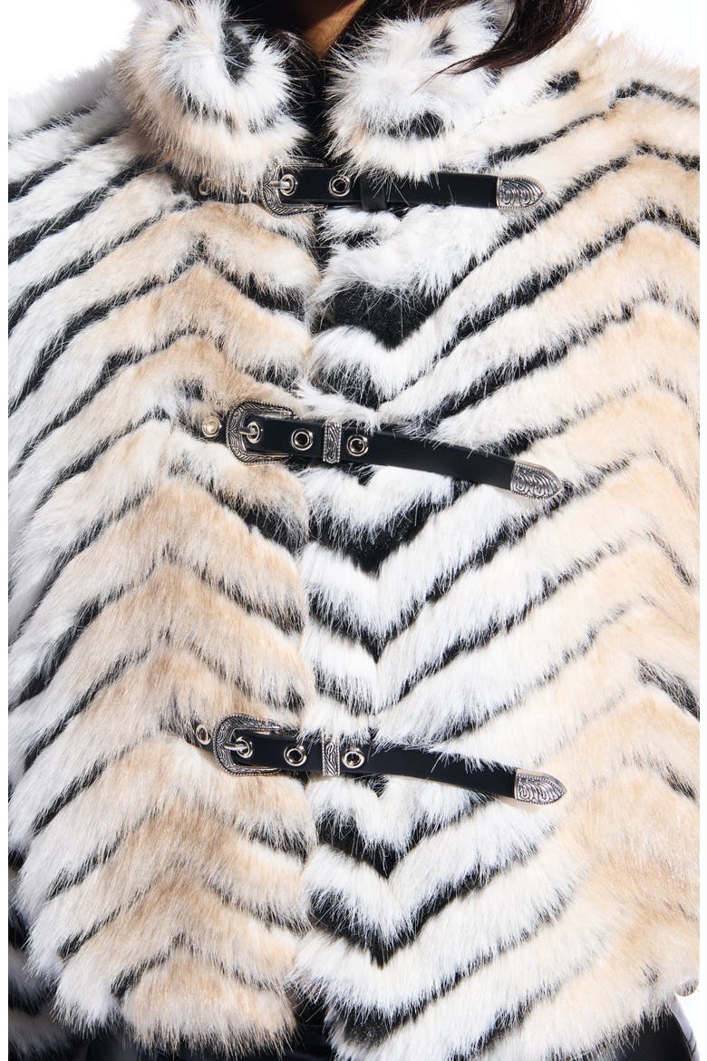 Argyll Faux Fur Coat, Alternate, color, BEIGE MULTI