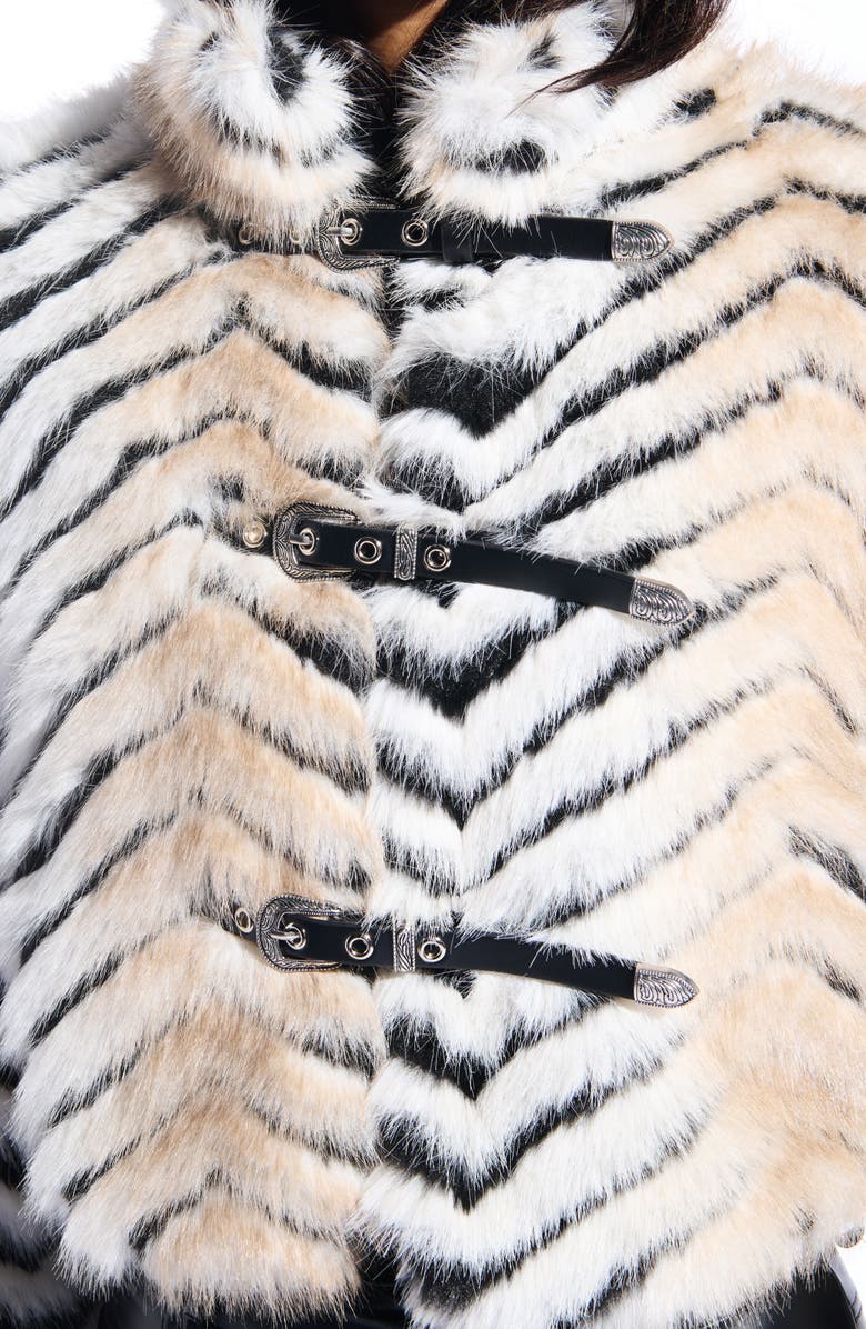 AZALEA WANG Argyll Faux Fur Coat, Alternate, color, Beige Multi