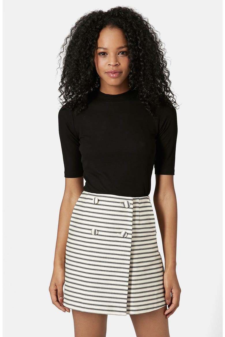 Ribbed Funnel Neck Top, Main, color, BLACK