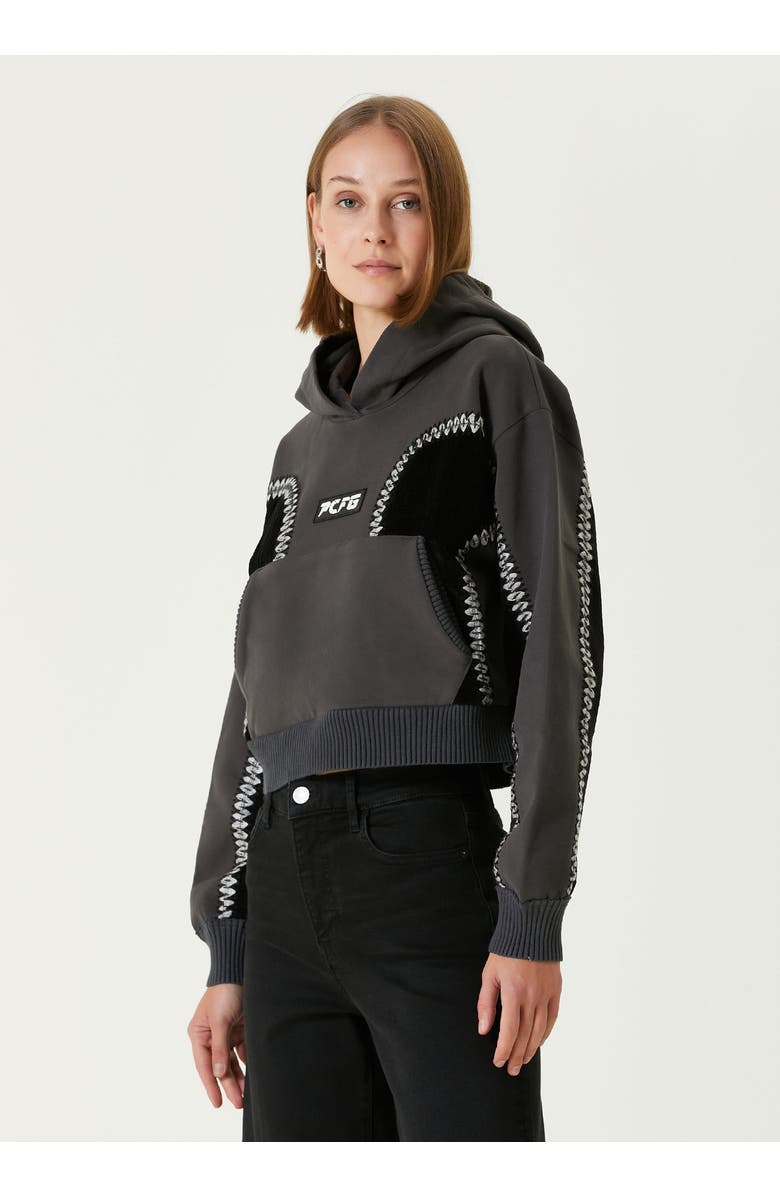 PCFG Cotton Panelled Hoodie, Alternate, color, Black