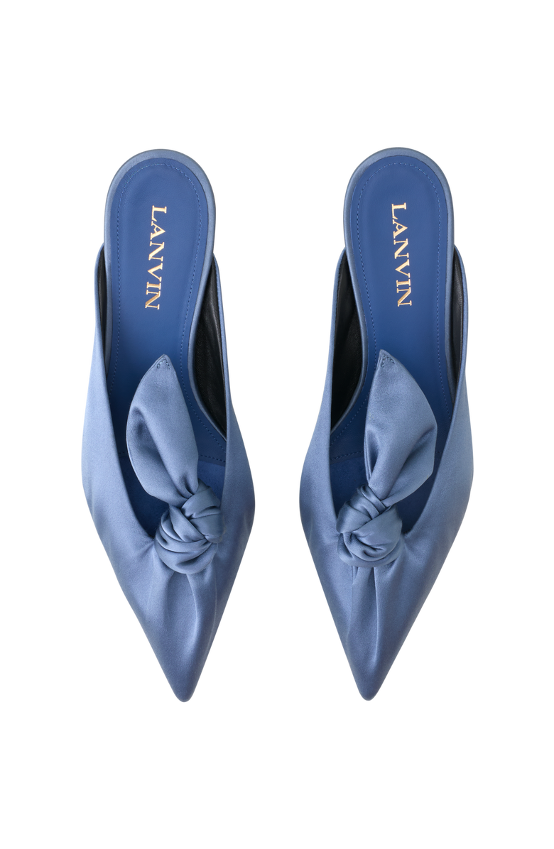 Lanvin Midnight Step Heeled Mules With A Satin Bow, Alternate, color, Lanvin Blue