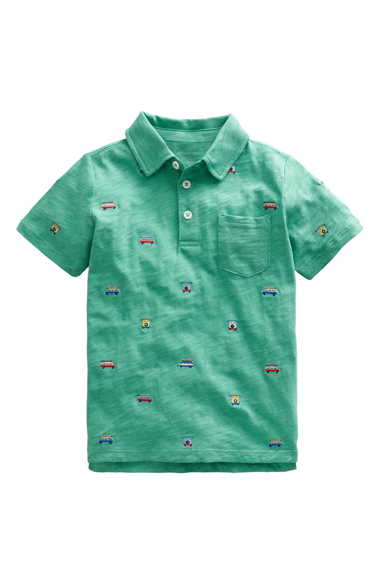 Mini Boden Kids' Cars Embroidered Cotton Polo, Main, color, 
