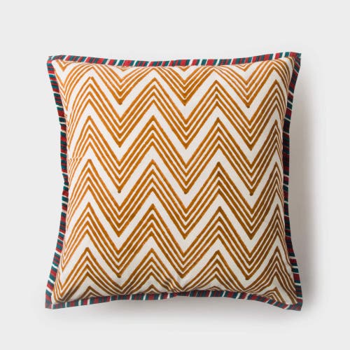 Mela Artisans Zigzag Square Pillow Cover In Yellow