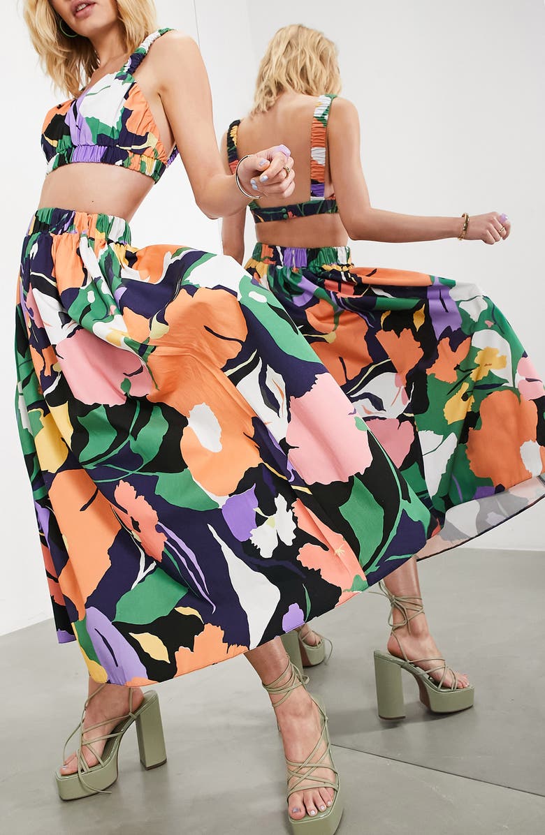 ASOS DESIGN Floral Print Cotton Skirt, Main, color, 