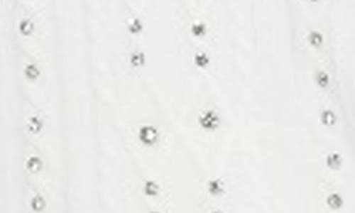 Rain And Rose Beaded Embellished Cable Stitch Sweater In White