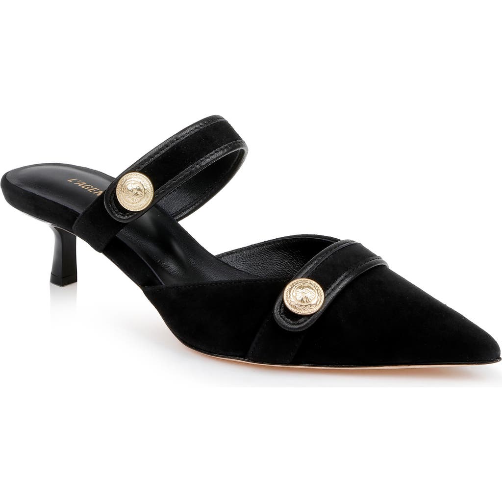 L AGENCE L'AGENCE GILLIANE MARY JANE POINTED TOE KITTEN HEEL MULE