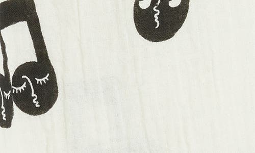 Mini Rodini Kids' Note Print Organic Cotton Muslin Drawstring Pants In White