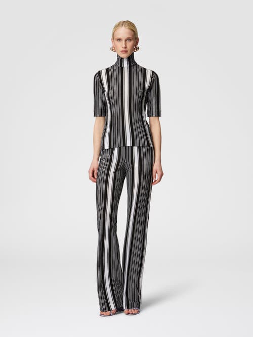 Shop Missoni Straight Striped Trousers In Cotton And Viscose In Black & White