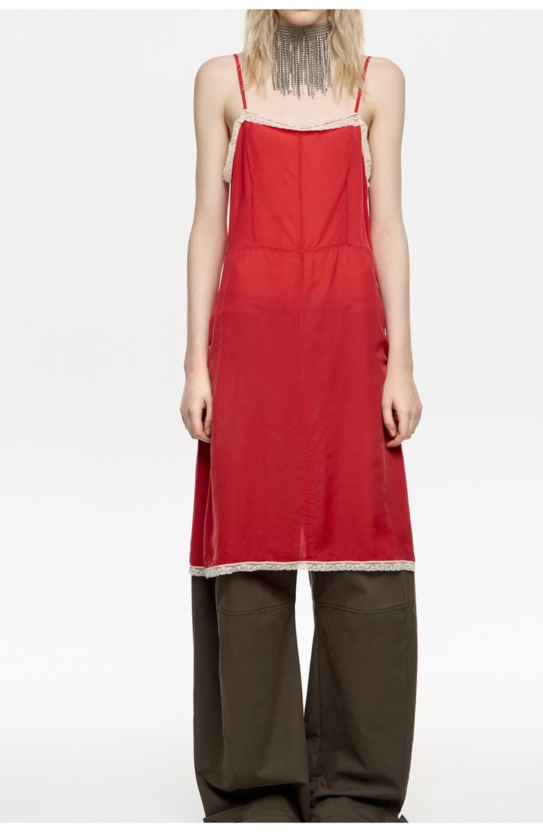 Bimba y Lola Dress With Contrast Lace Straps, Main, color, Red