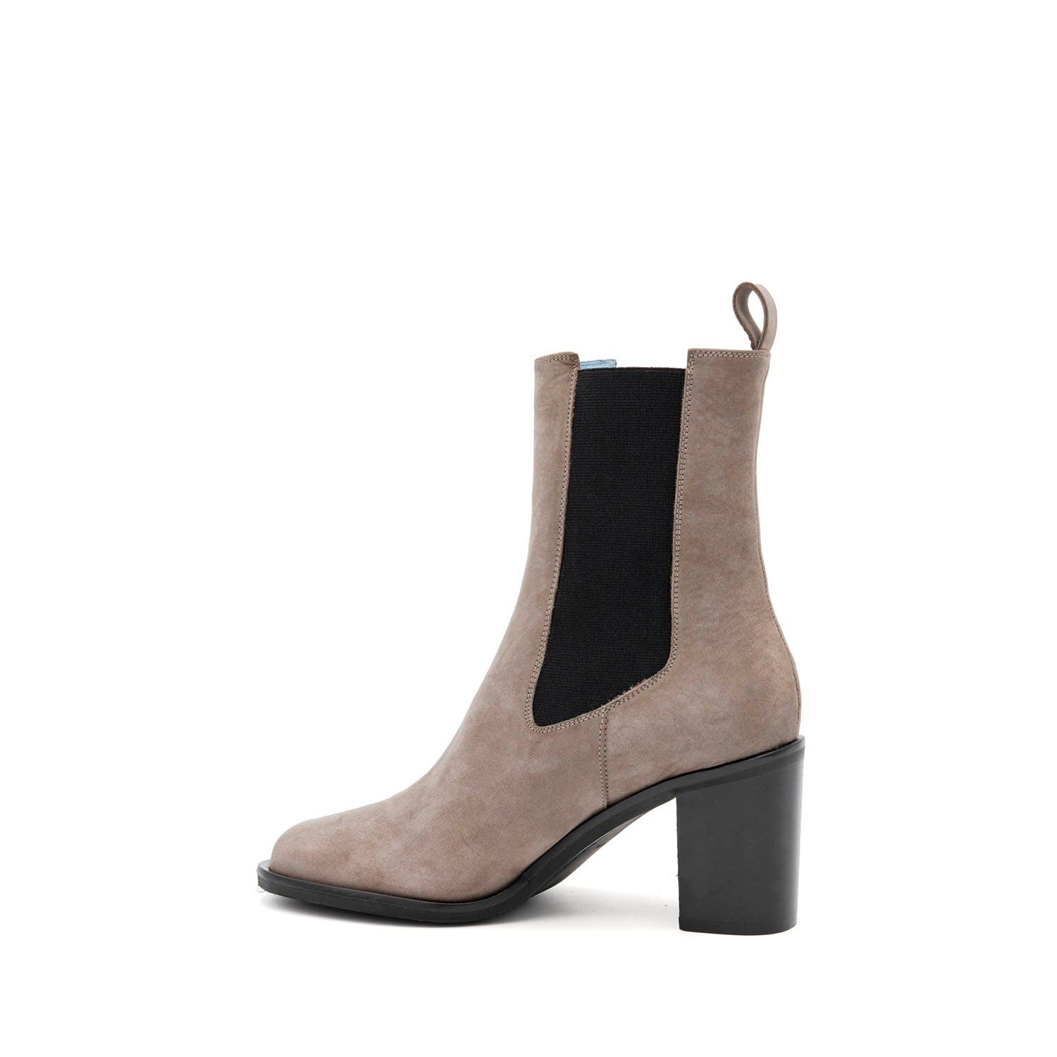 Valentina Rangoni Petalo Double Gored Bootie - Beige Italian Nabuk 25 in Block Heel, Alternate, color, Brown