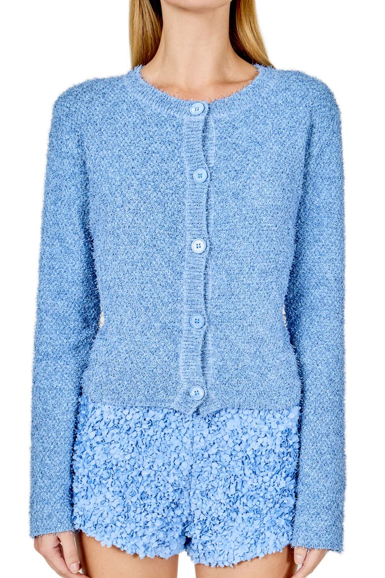 Button Front Cardigan, Alternate, color, BLUE