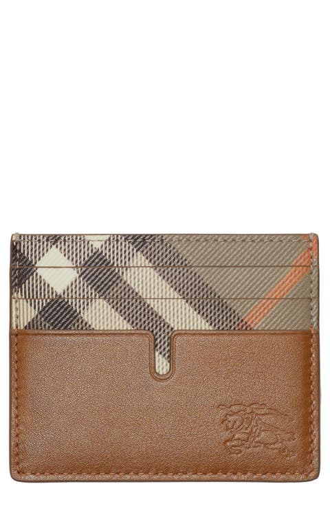 Tall Sandon Check Print Leather Card Case