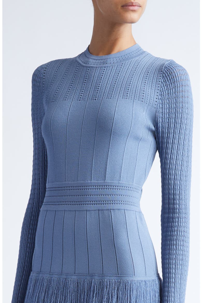Piper Fringe Long Sleeve Sweater Dress, Alternate, color, CORNFLOWER