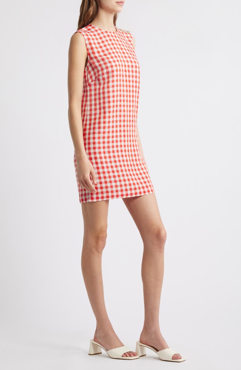 DÔEN Coralie Gingham Minidress, Alternate, color, Scarlet Marilyn Gingham