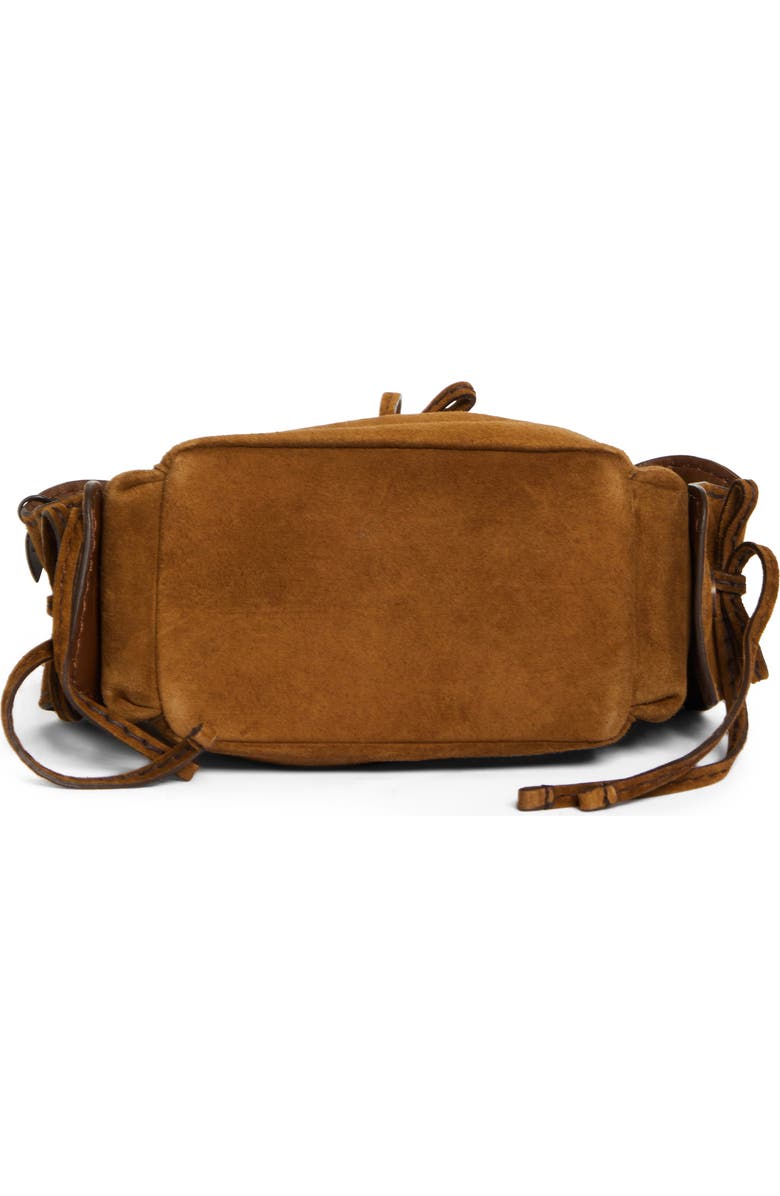 Acne Studios Mini Multipocket Suede Bucket Bag, Alternate, color, Cognac Brown