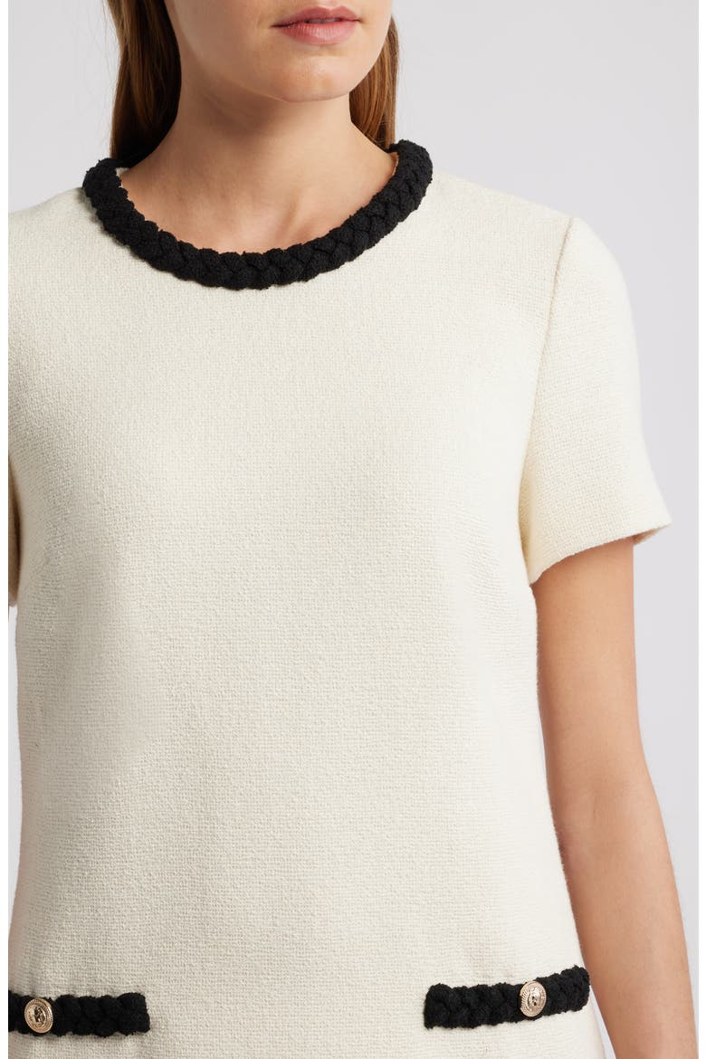 Short Sleeve Tweed Minidress, Alternate, color, WHITE WINTER