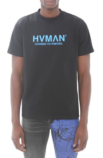 Hvman Cotton Logo Graphic Tee In Black