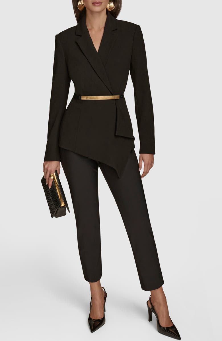 Donna Karan New York Belted Ruffle Detail Crepe Jacket, Alternate, color, 