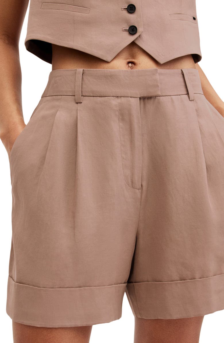 AllSaints Deri Lyn Cuff Shorts, Alternate, color, Doe Brown