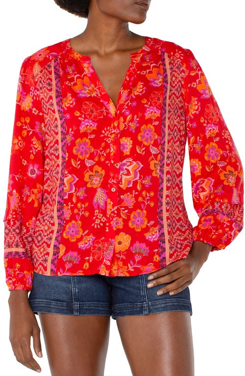 Liverpool Los Angeles Floral Button-up Shirt In Red
