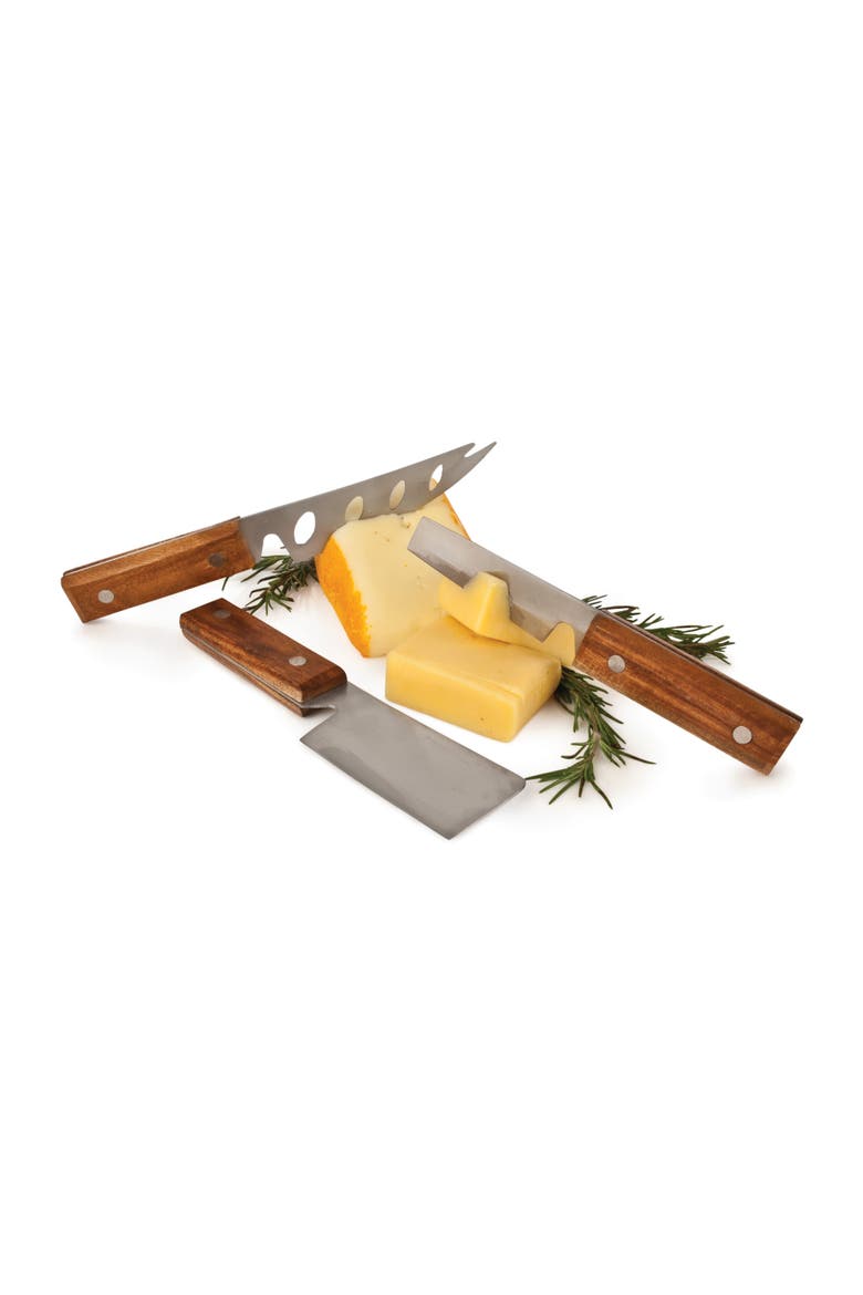Rustic Cheese Knives Set of 3, Alternate, color, BROWN