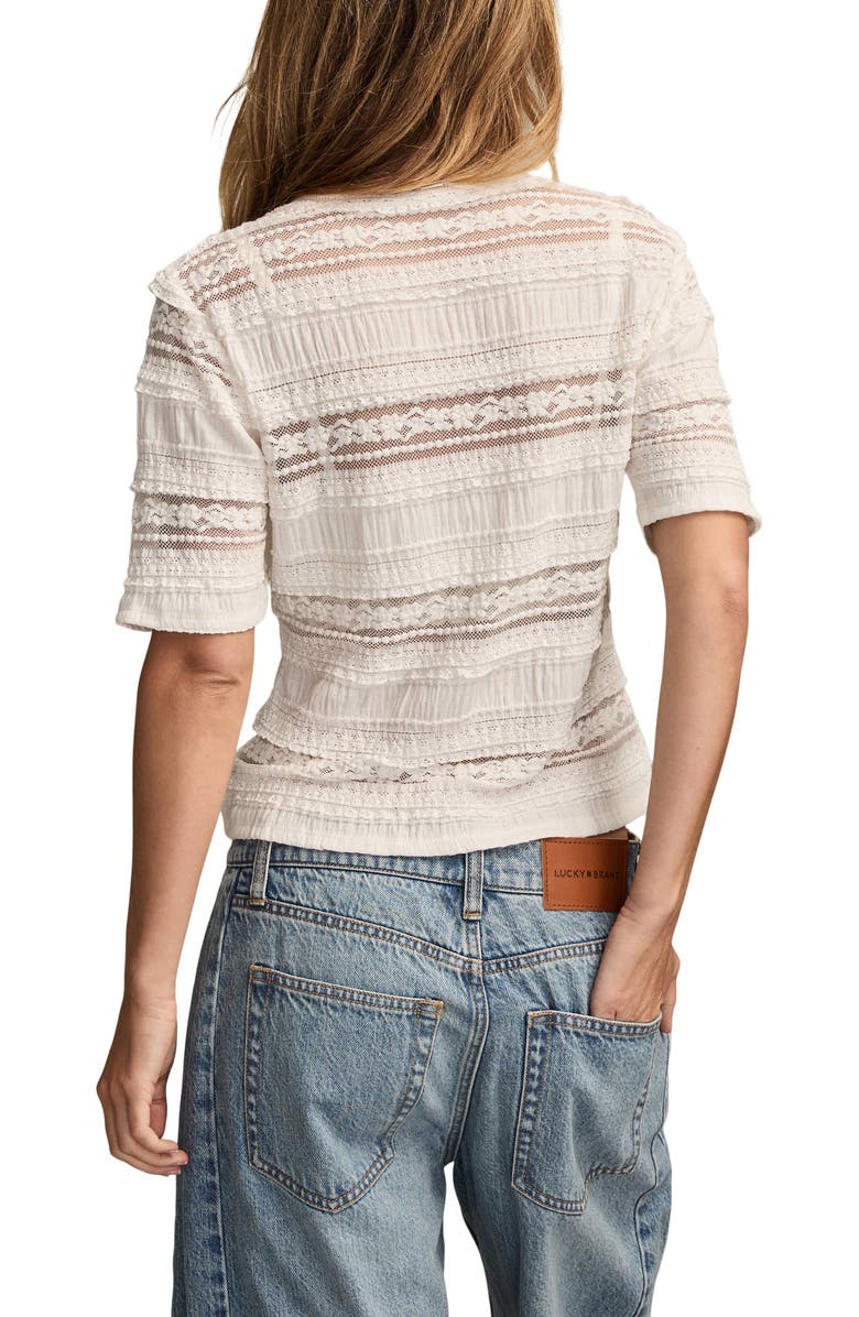 Lucky Brand Mixed Lace T-Shirt, Alternate, color, Cream