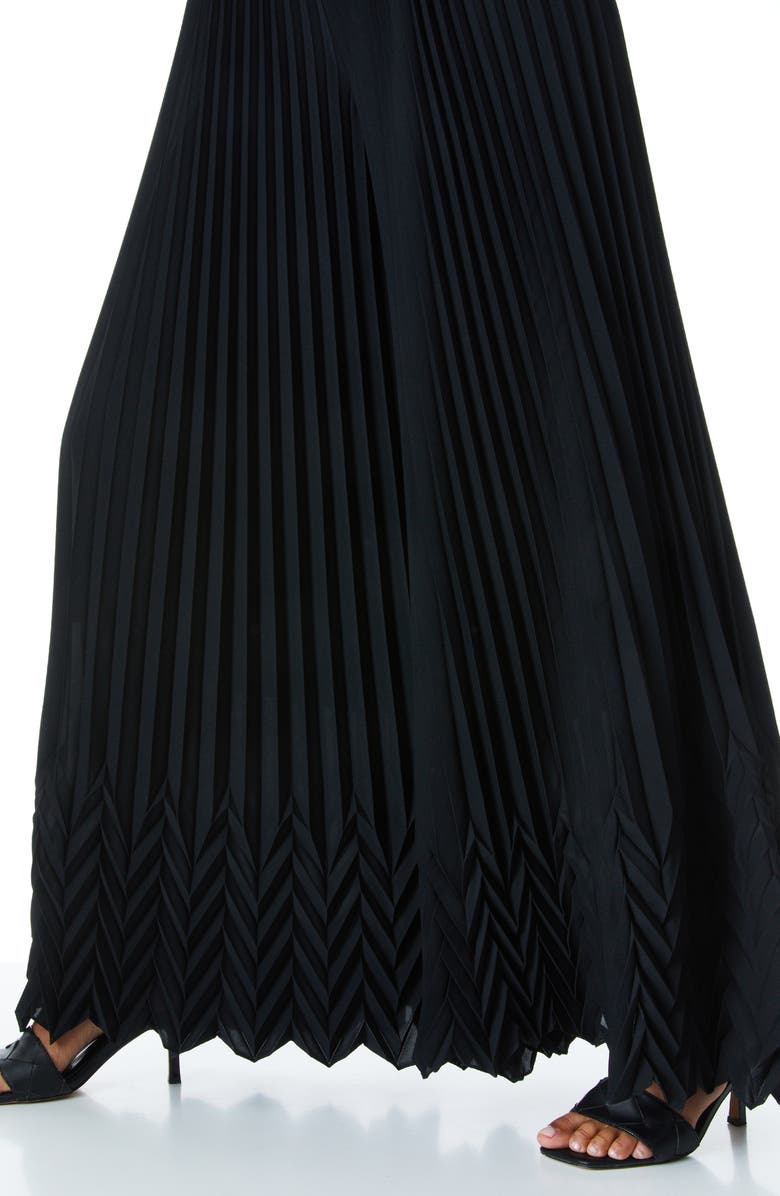 Alice + Olivia Adalyn Halter Pleated Jumpsuit, Alternate, color, Black