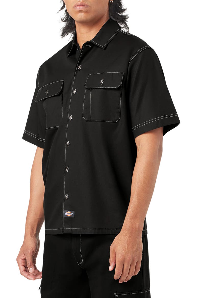 Riverbend Short Sleeve Button-Up Work Shirt, Alternate, color, BLACK
