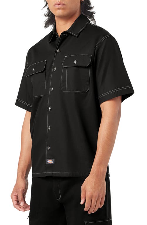 Dickies Riverbend Short Sleeve Button-up Work Shirt In Black