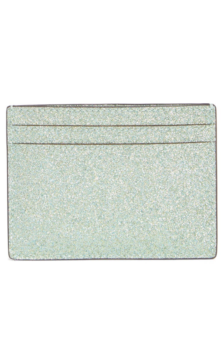 Kate Spade New York kenzie glitter card case, Alternate, color, Seawater