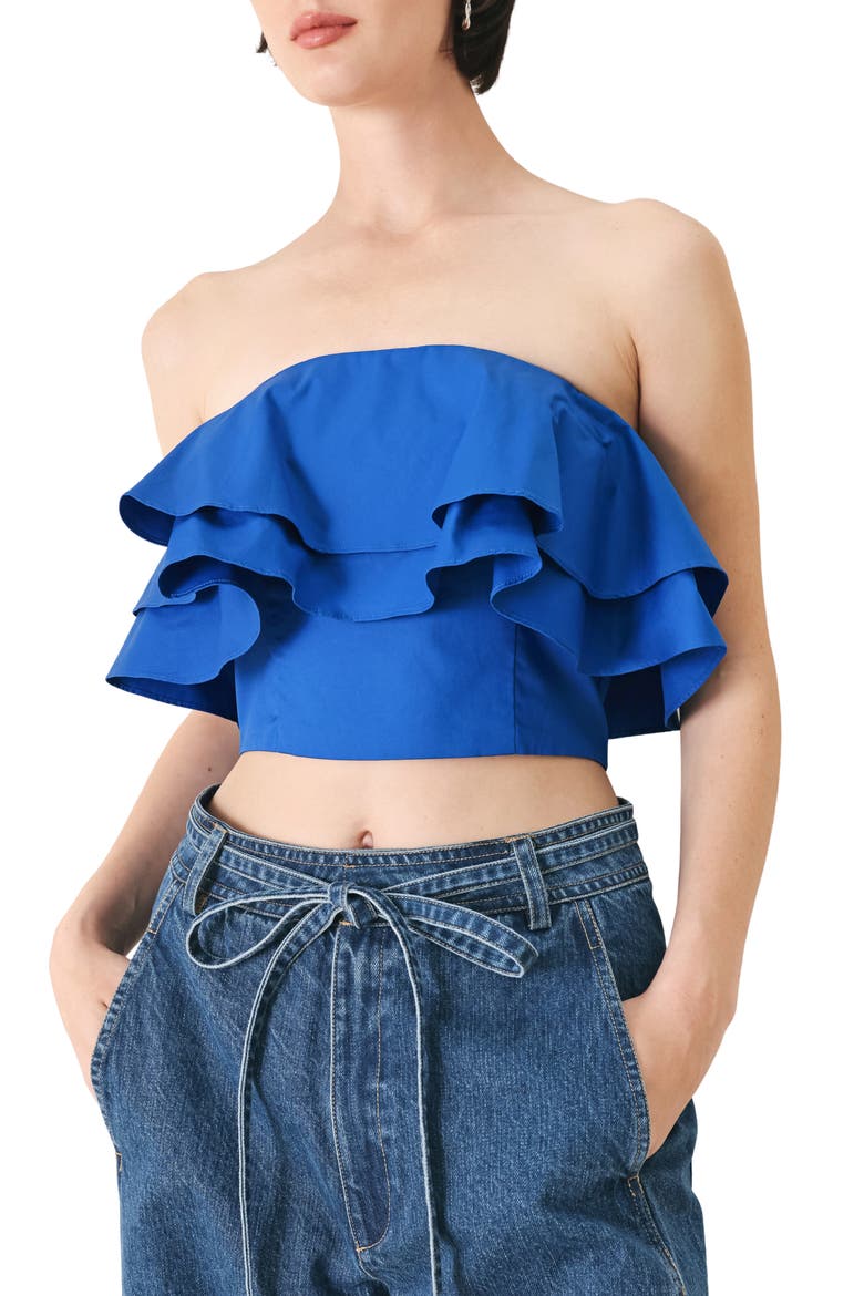 Ruffle Tube Top, Main, color, BLUE
