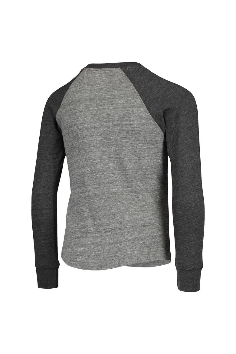 Youth League Collegiate Wear Heathered Gray Texas Longhorns Baseball Tri-Blend Raglan Long Sleeve T-Shirt, Alternate, color, Heather Gray