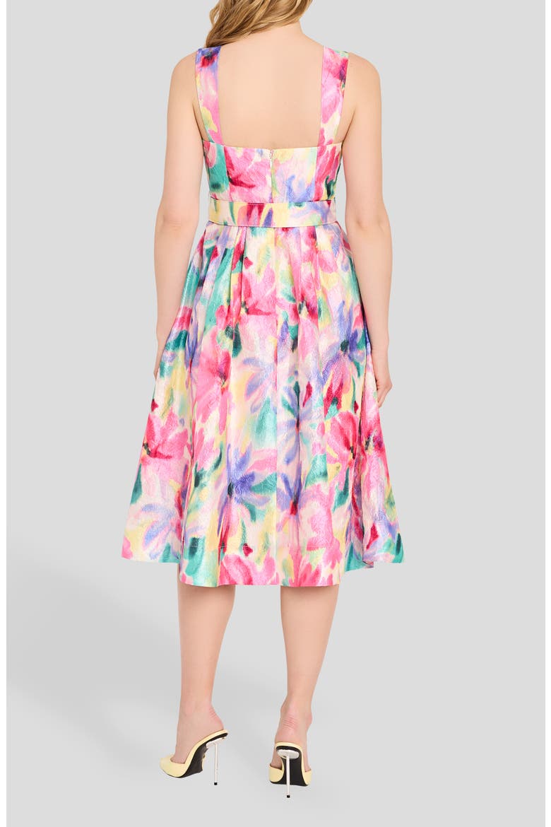 Print Crinkle Belted Fit & Flare Dress, Alternate, color, IVORY MULTI