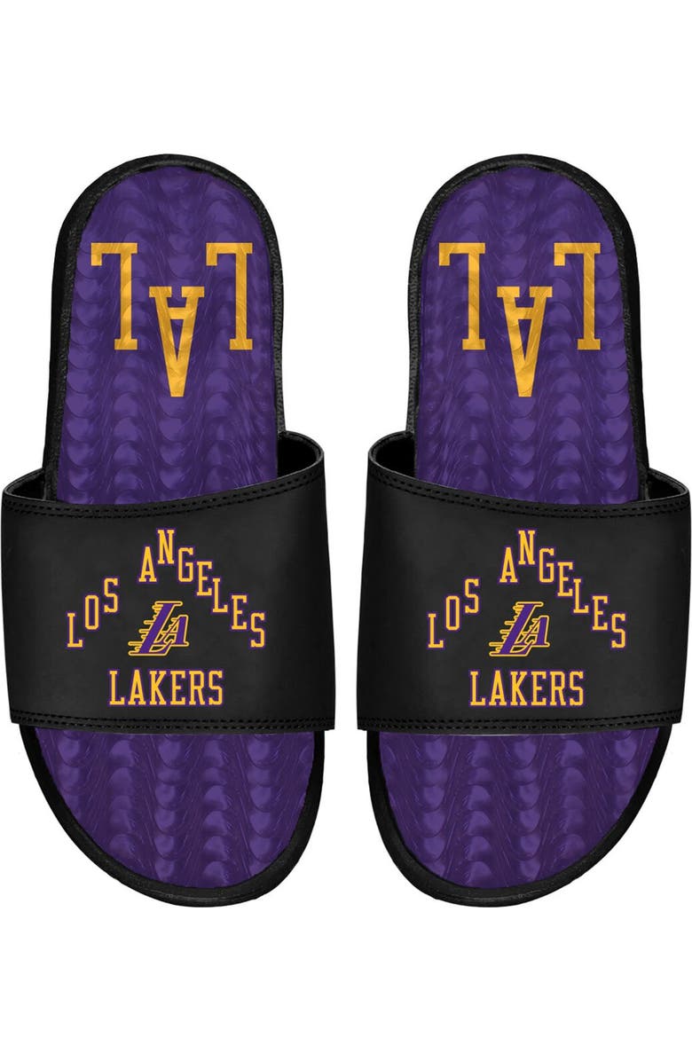 ISLIDE Men's ISlide Black Los Angeles Lakers 2023/24 City Edition Gel Slide Sandals, Alternate, color,